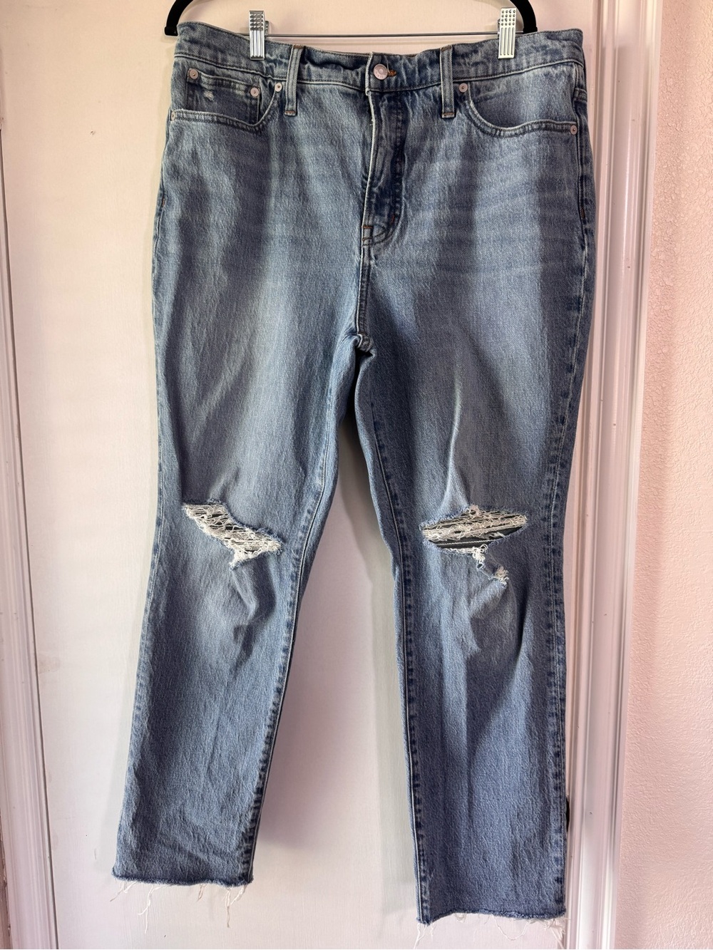 Madewell Light Blue Straight Leg Ripped Jeans